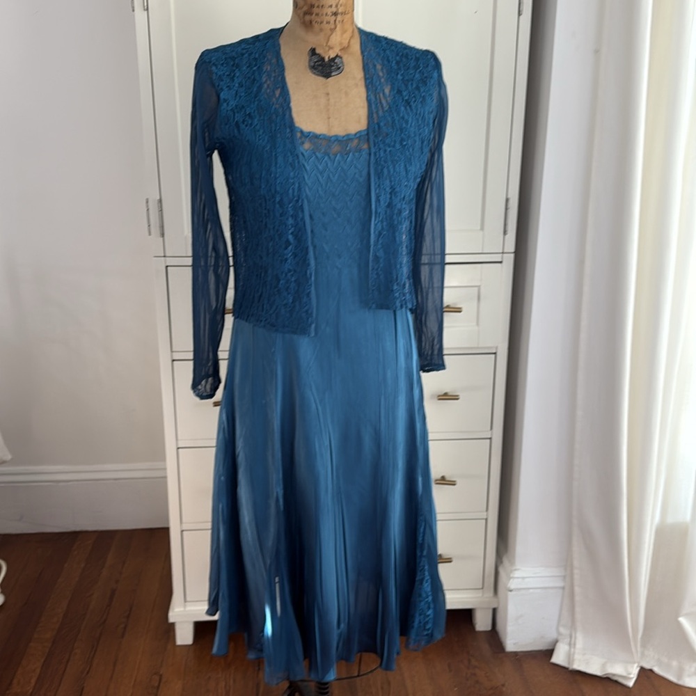 KOMAROV Women's Petite Teal Dress Set Size PS